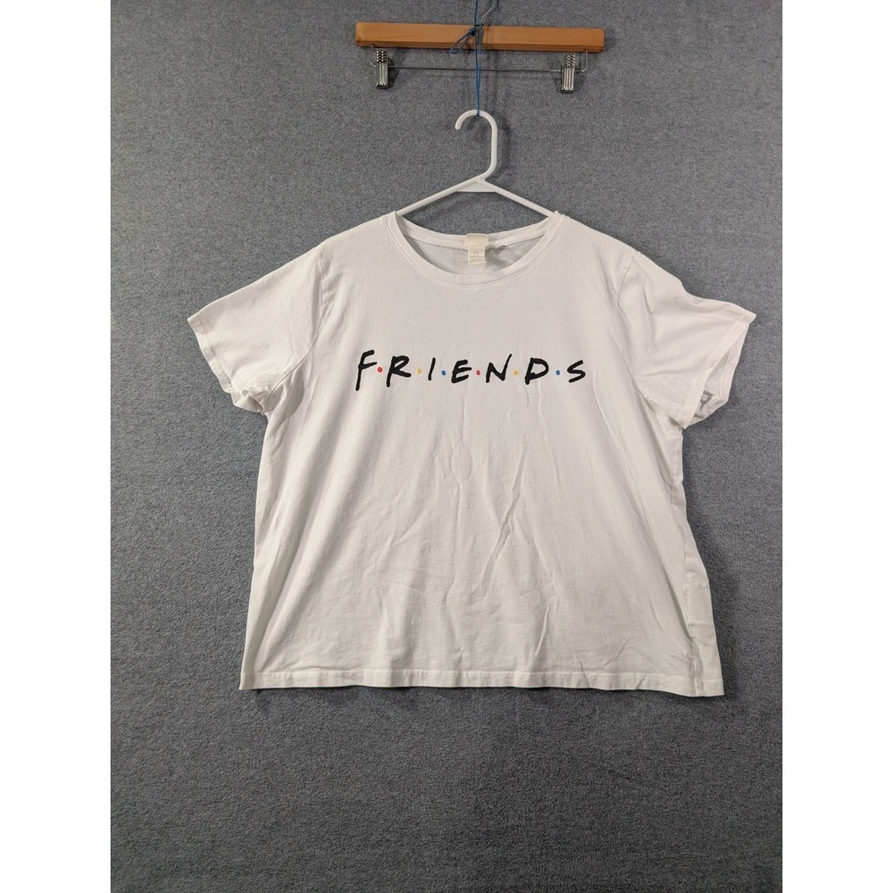 H&M Friends TV Show Logo Graphic T-Shirt White Womens XL Warner Bros Tee Cropped